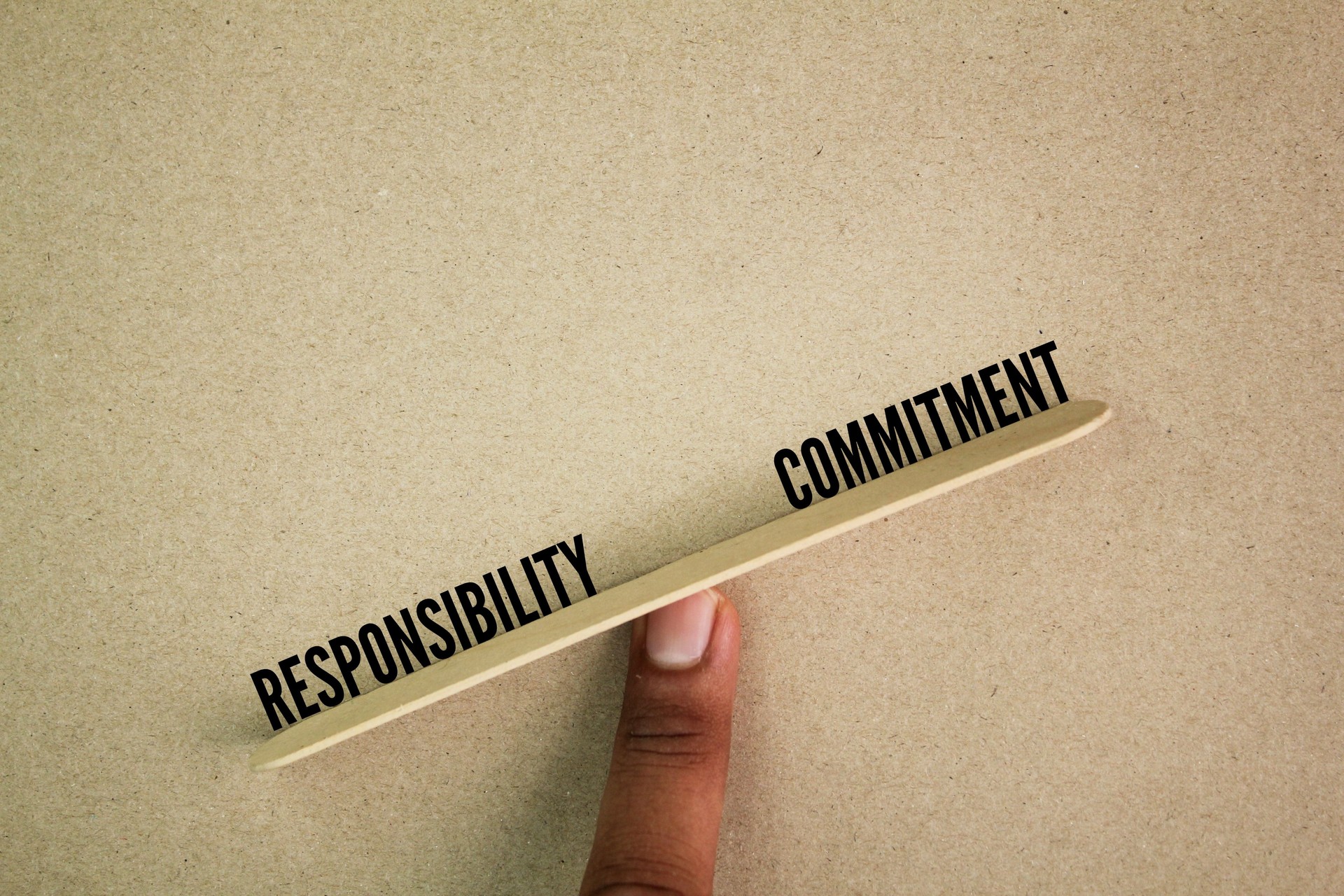 balance between commitment and responsibility. heavier responsibility. you are dedicated to achieving the goals and objectives of your company