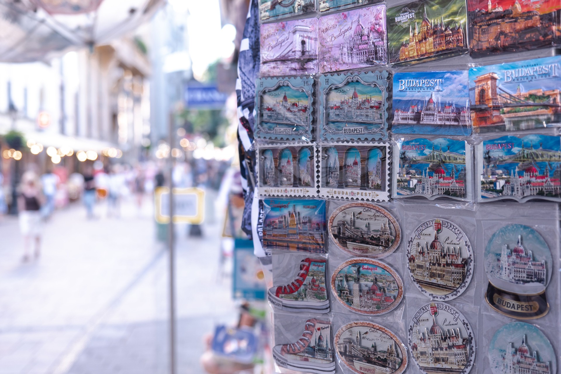 Close-Up of Souvenir Magnets for Sale in Hungary
